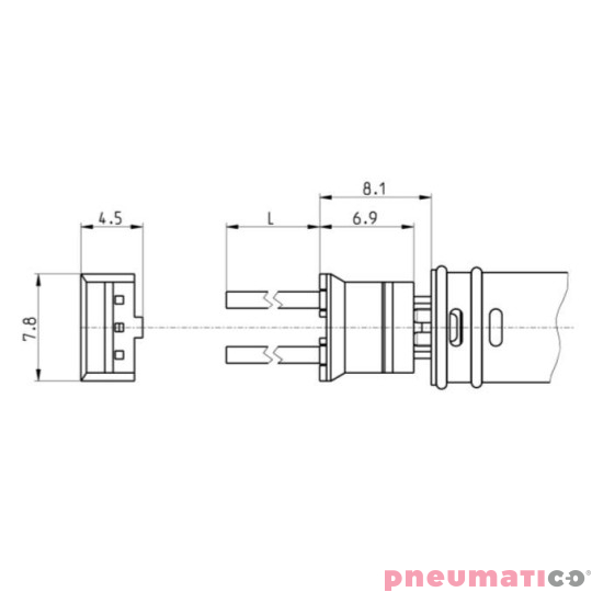 Wtyczka z zatrzaskiem 300mm K8 CAMOZZI 120-J803 Wtyczka z zatrzaskiem 300mm K8 CAMOZZI 120-J803