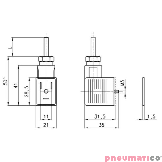 Wtyczka DIN 43650 z przewodem CAMOZZI 122-550-1 Wtyczka DIN 43650 z przewodem CAMOZZI 122-550-1