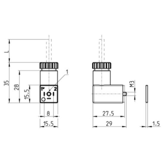 Wtyczka DIN 43650, 8 mm, 1 m CAMOZZI 126-550-1 Wtyczka DIN 43650, 8 mm, 1 m CAMOZZI 126-550-1