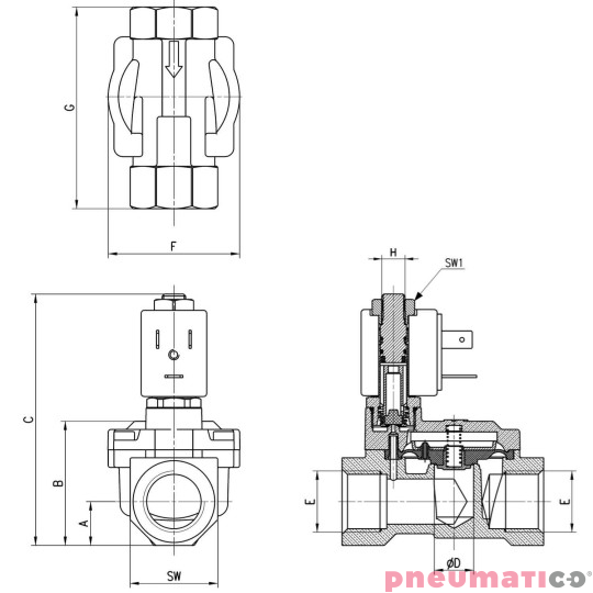 ELEKTROZAWÓR CAMOZZI CFB-A25P-W1 2/2 NC G3/4 ELEKTROZAWÓR CAMOZZI CFB-A25P-W1 2/2 NC G3/4
