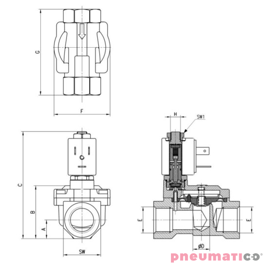 ELEKTROZAWÓR CAMOZZI CFB-A14N-E1 2/2 NO 1/2 EPDM