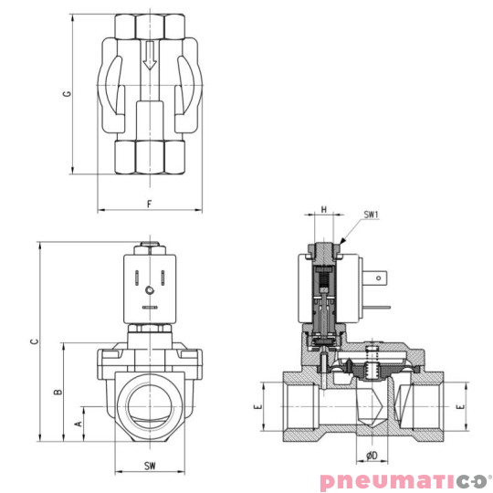 ELEKTROZAWÓR CAMOZZI CFB-A14N-W1 2/2 NO 1/2 FKM ELEKTROZAWÓR CAMOZZI CFB-A14N-W1 2/2 NO 1/2 FKM