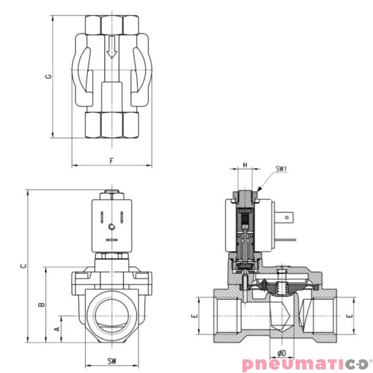 ELEKTROZAWÓR CAMOZZI CFB-A15P-E1 2/2 NO 3/4 EPDM ELEKTROZAWÓR CAMOZZI CFB-A15P-E1 2/2 NO 3/4 EPDM