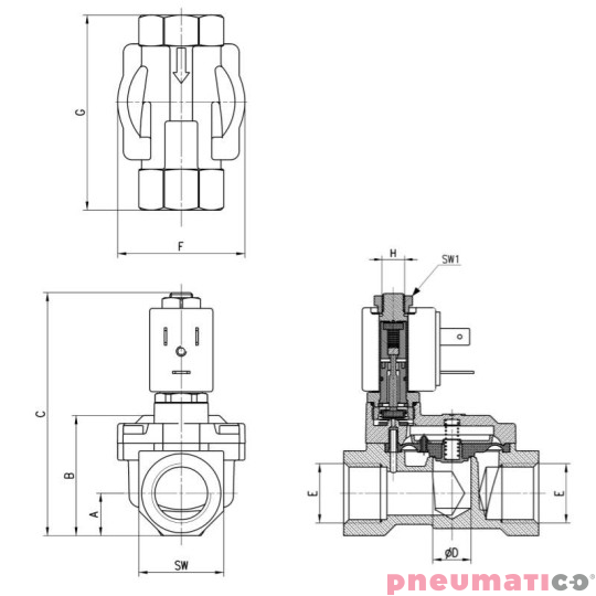 ELEKTROZAWÓR CAMOZZI CFB-A18X-W1 2/2 NO 1 1/2 FKM ELEKTROZAWÓR CAMOZZI CFB-A18X-W1 2/2 NO 1 1/2 FKM