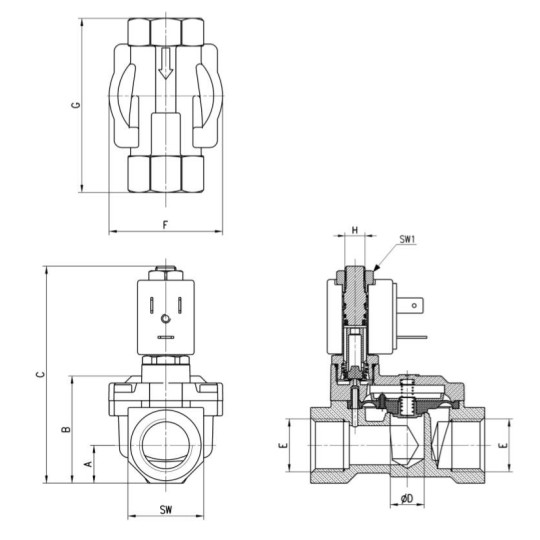 ELEKTROZAWÓR CAMOZZI CFB-A23L-R1-B7E 2/2 NC 3/8 NBR