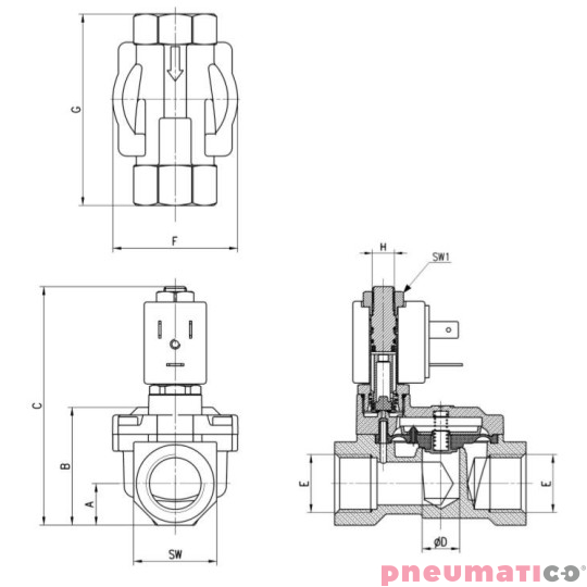 ELEKTROZAWÓR CAMOZZI CFB-A24N-R1-B7H 2/2 NC 1/2 NBR