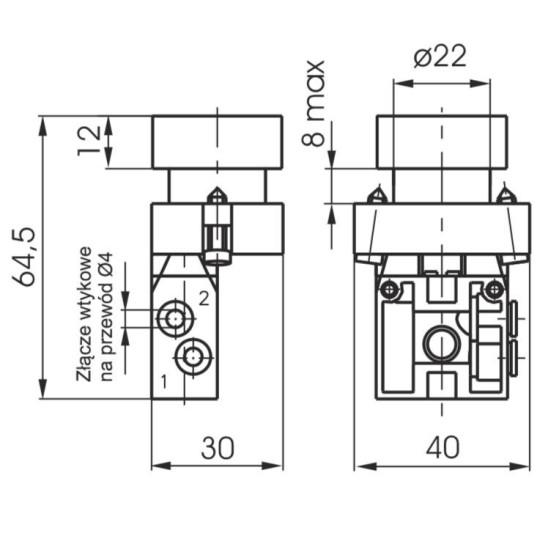 Zawór ręczny przycisk - sprężyna 3/2 NC PNEUMAX Zawór ręczny przycisk - sprężyna 3/2 NC PNEUMAX