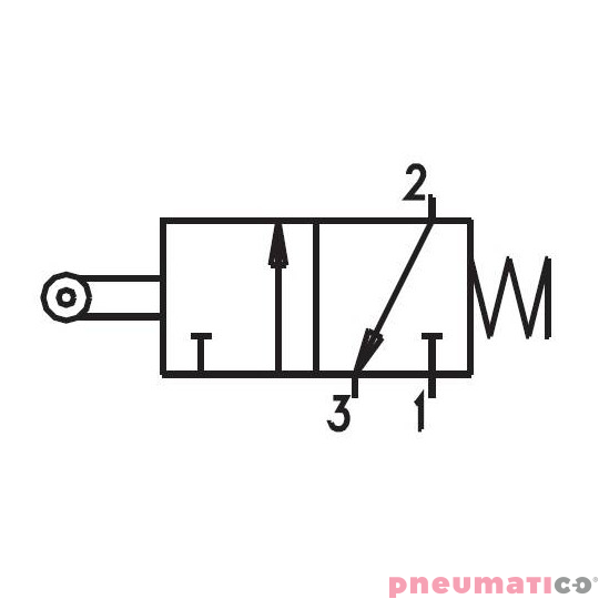 Zawór ręczny z rolką ułożyskowaną - sprężyna 3/2 NC PNEUMAX