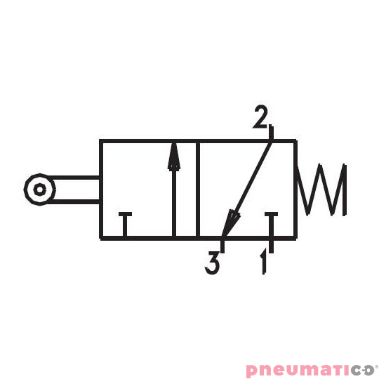 Zawór ręczny z rolką ułożyskowaną - sprężyna 3/2 NC PNEUMAX Zawór ręczny z rolką ułożyskowaną - sprężyna 3/2 NC PNEUMAX