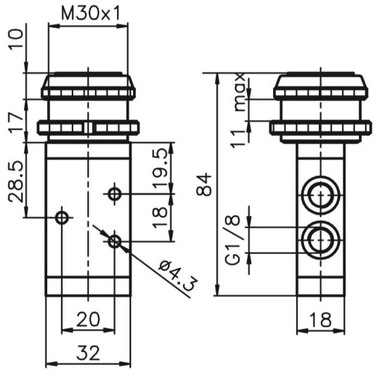Zawór ręczny - przycisk sprężyna 3/2 PNEUMAX