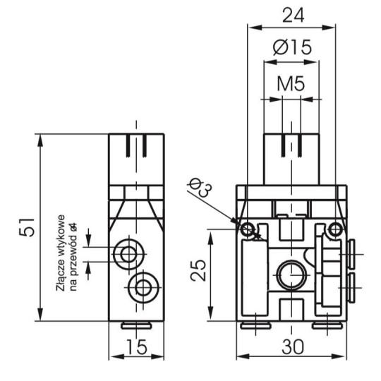 Zawór pneumatyczny - sprężyna 3/2 NC PNEUMAX Zawór pneumatyczny - sprężyna 3/2 NC PNEUMAX