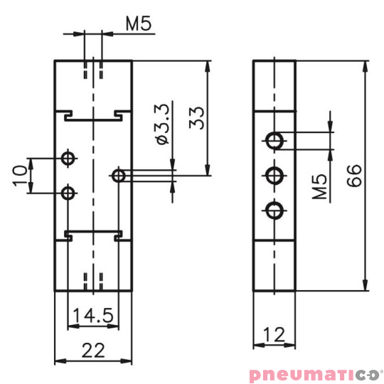 Zawór pneumatyczny - sprężyna pow. zasil. zewn. 5/2 PNEUMAX Zawór pneumatyczny - sprężyna pow. zasil. zewn. 5/2 PNEUMAX