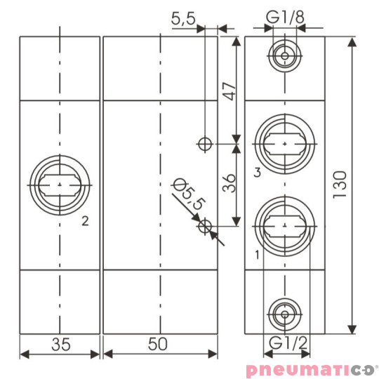 Zawór pneumatyczny - bistabilny 3/2 PNEUMAX