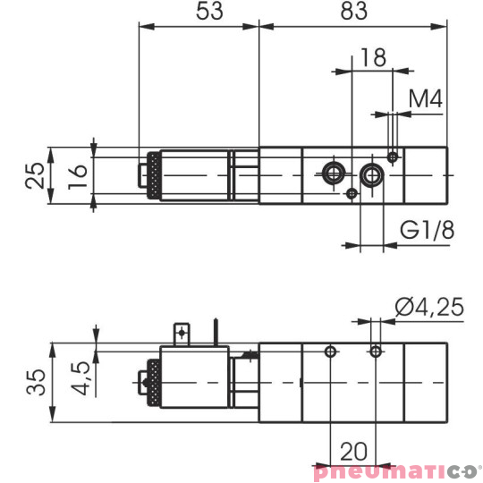 Zawór elektromagnetyczny - cewka sprężyna 3/2 PNEUMAX Zawór elektromagnetyczny - cewka sprężyna 3/2 PNEUMAX