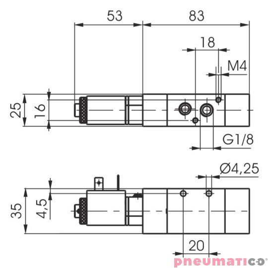 Zawór elektromagnetyczny - cewka sprężyna powietrzna 3/2 PNEUMAX Zawór elektromagnetyczny - cewka sprężyna powietrzna 3/2 PNEUMAX