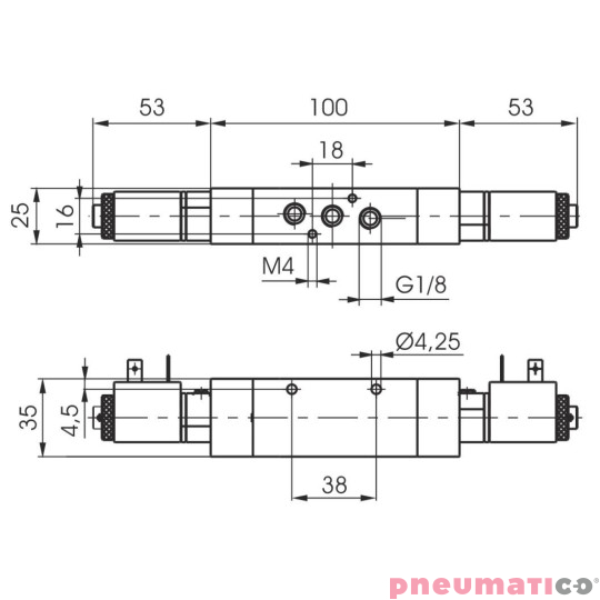 Zawór elektromagnetyczny - cewka - cewka 5/2 PNEUMAX 488.52.0.0.M Zawór elektromagnetyczny - cewka - cewka 5/2 PNEUMAX 488.52.0.0.M