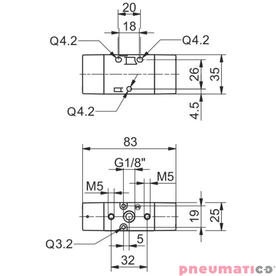 Zawór pneumatyczny - sprężyna 3/2 PNEUMAX Zawór pneumatyczny - sprężyna 3/2 PNEUMAX