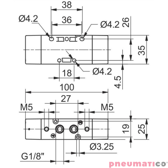 Zawór pneumatyczny -  bistabilny 5/2 PNEUMAX Zawór pneumatyczny -  bistabilny 5/2 PNEUMAX