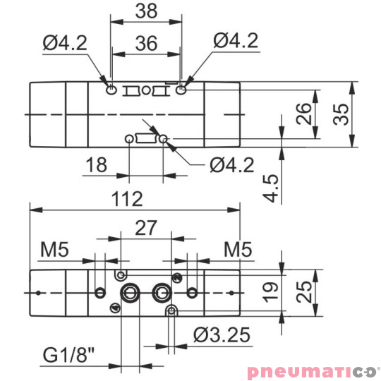 Zawór pneumatyczny - trójpozycyjny 5/3 PNEUMAX