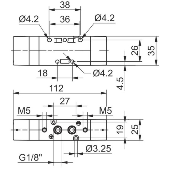 Zawór pneumatyczny - trójpozycyjny 5/3 PNEUMAX