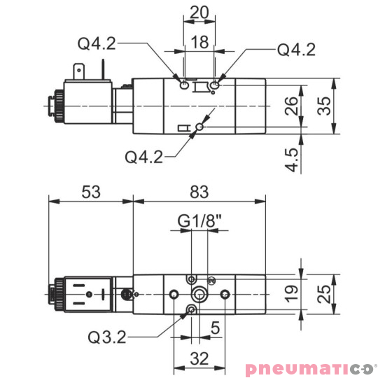 Zawór elektromagnetyczny - cewka sprężyna 3/2 PNEUMAX Zawór elektromagnetyczny - cewka sprężyna 3/2 PNEUMAX
