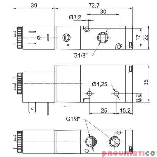 Elektrozawór - cewka - sprężyna (monostabilny) 3/2 PNEUMAX 8880.32.A.39.F00 Elektrozawór - cewka - sprężyna (monostabilny) 3/2 PNEUMAX 8880.32.A.39.F00