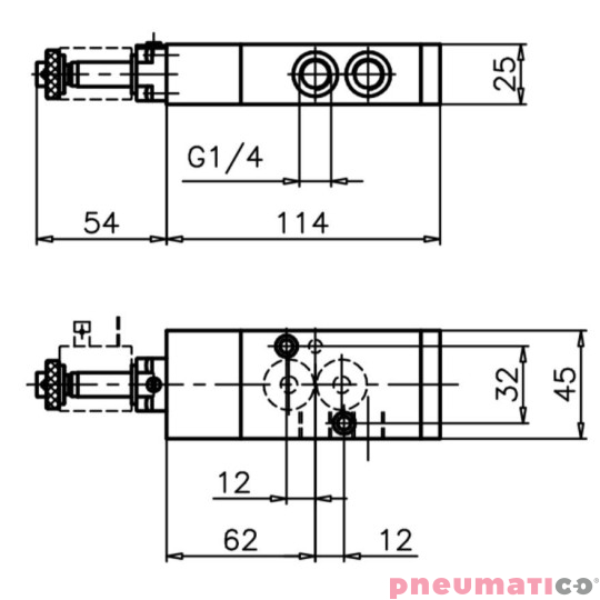 Zawór elektromagnetyczny - cewka - sprężyna 3/2 PNEUMAX Zawór elektromagnetyczny - cewka - sprężyna 3/2 PNEUMAX