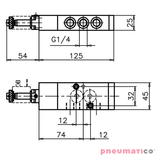 Zawór elektromagnetyczny - cewka - sprężyna 5/2 PNEUMAX Zawór elektromagnetyczny - cewka - sprężyna 5/2 PNEUMAX