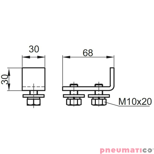 Stoper krańcowy szyny Pneumatico JG‐0020 Stoper krańcowy szyny Pneumatico JG‐0020