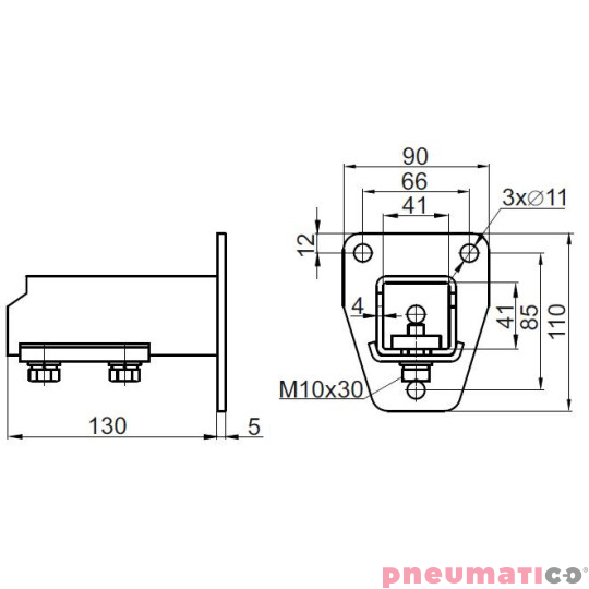 Uchwyt montażowy boczny Pneumatico JG‐21CP Uchwyt montażowy boczny Pneumatico JG‐21CP
