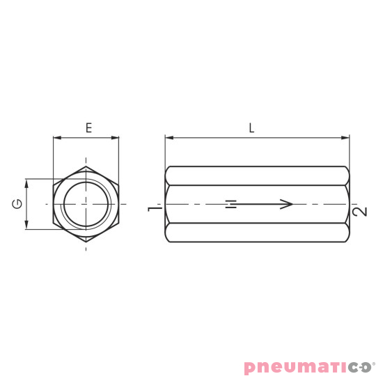 Zawór zwrotny NBR G 1/4" PNEUMAX 6.07.14