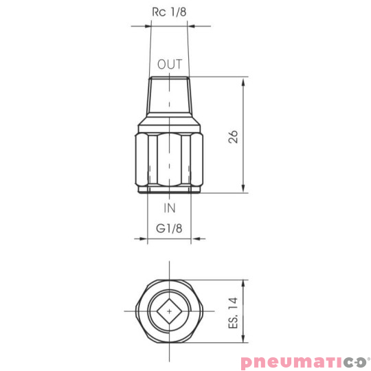 Zawór zwrotny - kompaktowy FPM G 1/8" PNEUMAX 6.07.18R Zawór zwrotny - kompaktowy FPM G 1/8" PNEUMAX 6.07.18R