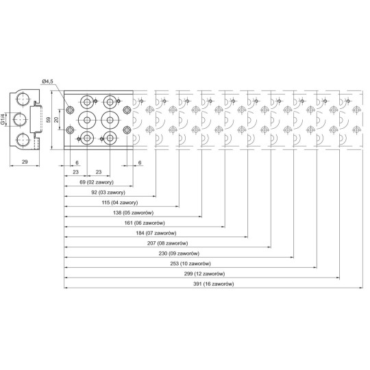 Baza aluminiowa dla zaworów 5/2 - 5/3 PNEUMAX Baza aluminiowa dla zaworów 5/2 - 5/3 PNEUMAX