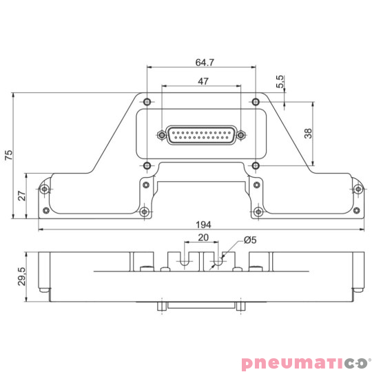 Płyta wejściowa ze złączem 25-stykowym, zabezpieczenie IP65 PNEUMAX