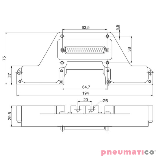 Płyta wejściowa ze złączem 37-stykowym, zabezpieczenie IP65 PNEUMAX Płyta wejściowa ze złączem 37-stykowym, zabezpieczenie IP65 PNEUMAX