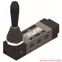 Zawór ręczny - dźwignia boczna trójpozycyjna - trzy pozycje stabilne 5/3 PNEUMAX