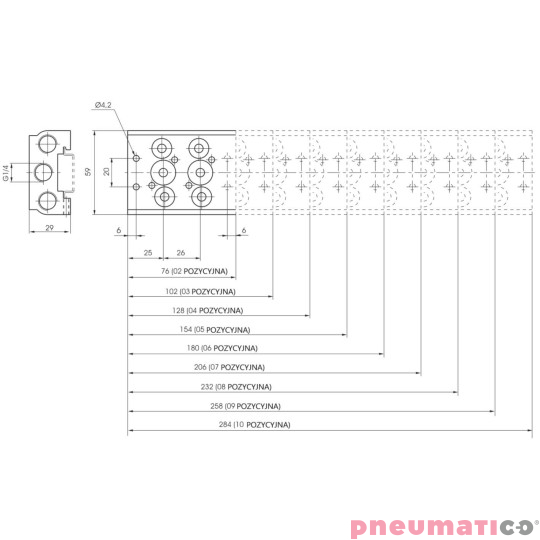 Płyta (baza) aluminiowa pod zawory 488 PNEUMAX Płyta (baza) aluminiowa pod zawory 488 PNEUMAX