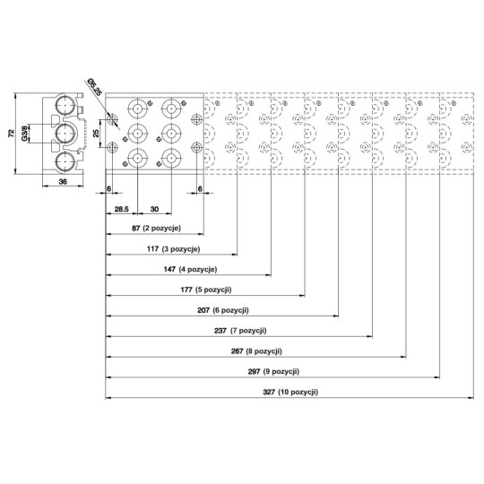 Płyta (baza) aluminiowa pod zawory T424 PNEUMAX Płyta (baza) aluminiowa pod zawory T424 PNEUMAX