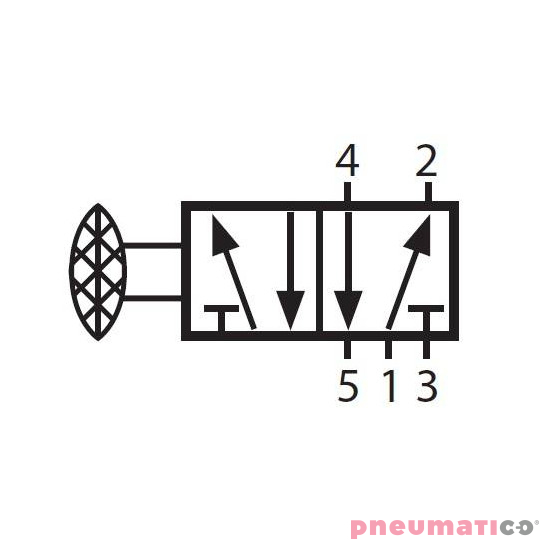 Zawór ręczny z przyciskiem typu grzybek z blokadą G-522EB 5/2  Zawór ręczny z przyciskiem typu grzybek z blokadą G-522EB 5/2