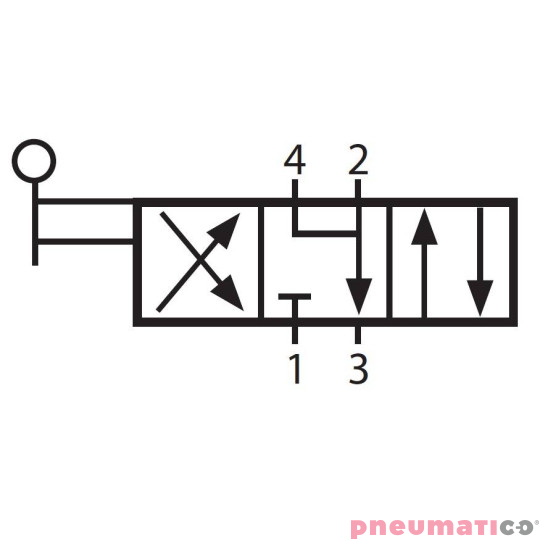 Zawór ręczny z dźwignią TEKMA 4/3 1/8" centralnie odpowietrzony TG-34-S-06E  Zawór ręczny z dźwignią TEKMA 4/3 1/8" centralnie odpowietrzony TG-34-S-06E