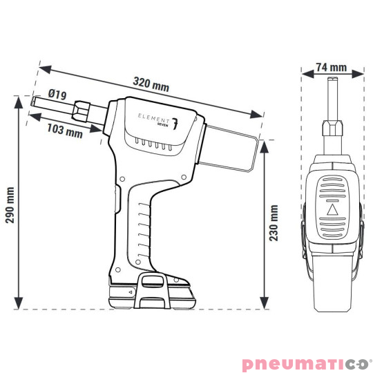 Nitownica akumulatorowa do nitów strukturalnych Hyperbolt/Superbolt Scell-it E-7 Nitownica akumulatorowa do nitów strukturalnych Hyperbolt/Superbolt Scell-it E-7
