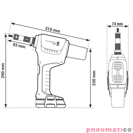 Nitownica akumulatorowa do nitonakrętek Scell-it E-8 Element 8 Nitownica akumulatorowa do nitonakrętek Scell-it E-8 Element 8