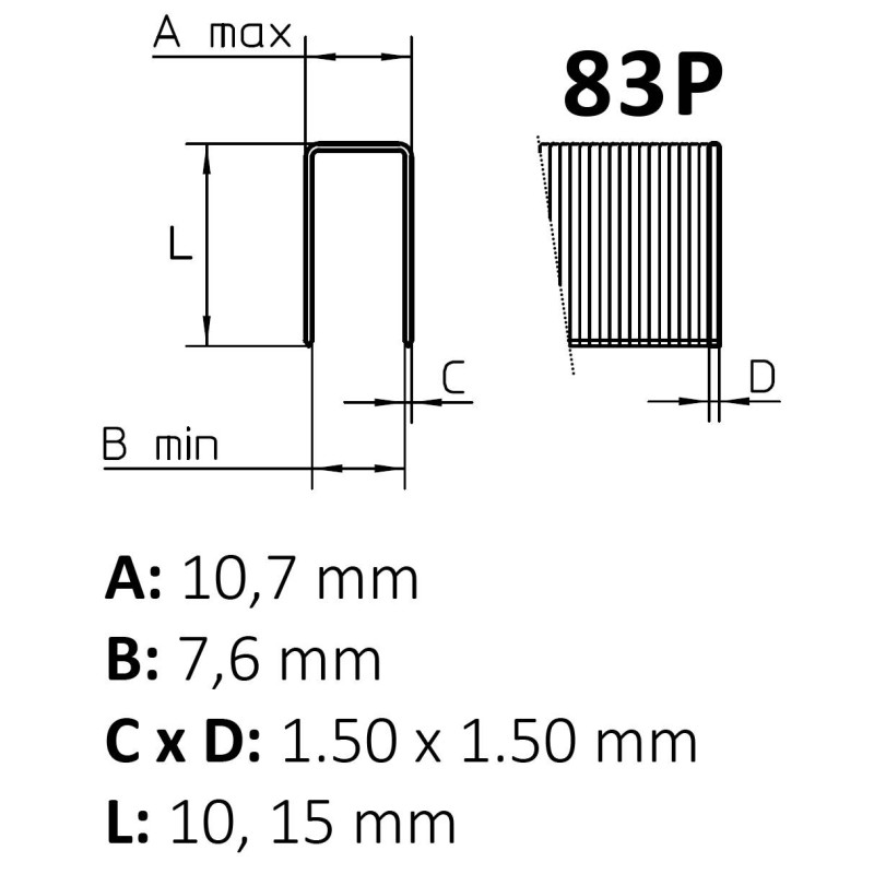 Zszywka plastikowa PNEUMATICO 83P neutralna 15mm  1op.-7560szt. Zszywka plastikowa PNEUMATICO 83P neutralna 15mm  1op.-7560szt.