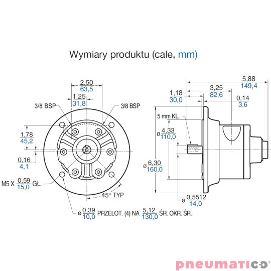 Silnik pneumatyczny GAST smarowany, TYP 4AM-ARV-119 Silnik pneumatyczny GAST smarowany, TYP 4AM-ARV-119