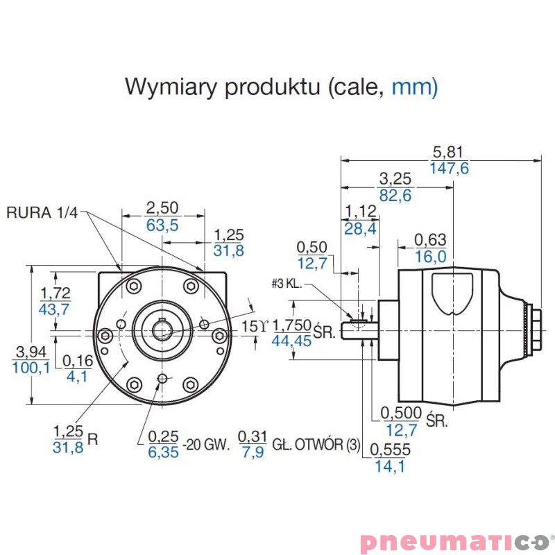 Silnik pneumatyczny GAST smarowany, TYP 4AM-NRV-22B Silnik pneumatyczny GAST smarowany, TYP 4AM-NRV-22B