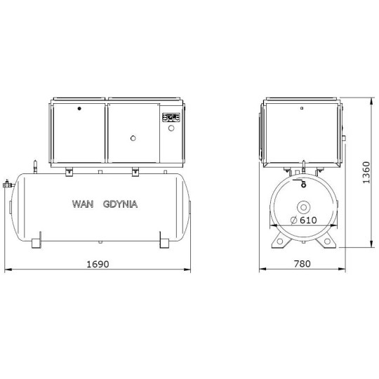 Sprężarka śrubowa WAN-NK 60B/OS 400l 11kW Sprężarka śrubowa WAN-NK 60B/OS 400l 11kW