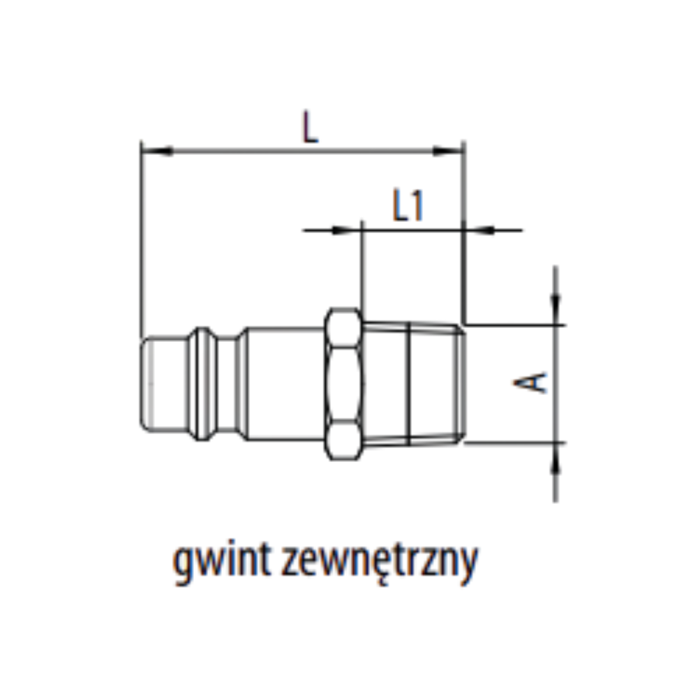 Gwint zewnętrzny RQS - ilustracja