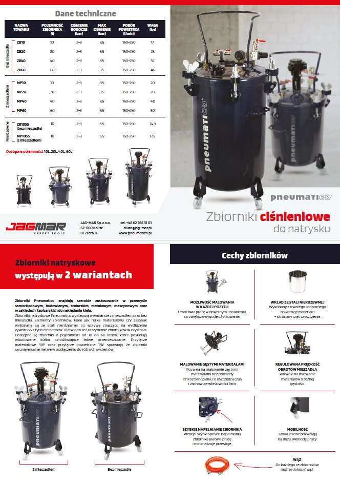 Ulotka Zbiorniki ciśnieniowe do natrysku Pneumatico (PL)