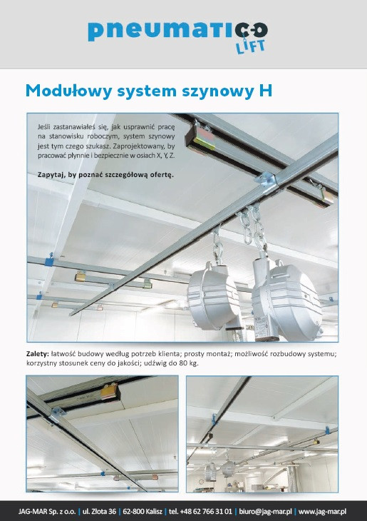 Ulotka Modułowy system szynowy Pneumatico Lift